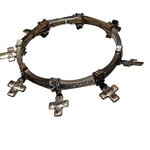Faith Hope Love Cross Charm Bracelet Gold Tone Religious Inspirational Jewelry